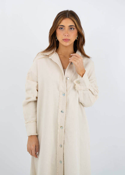 Nova Denim Maxi Shirt Beige