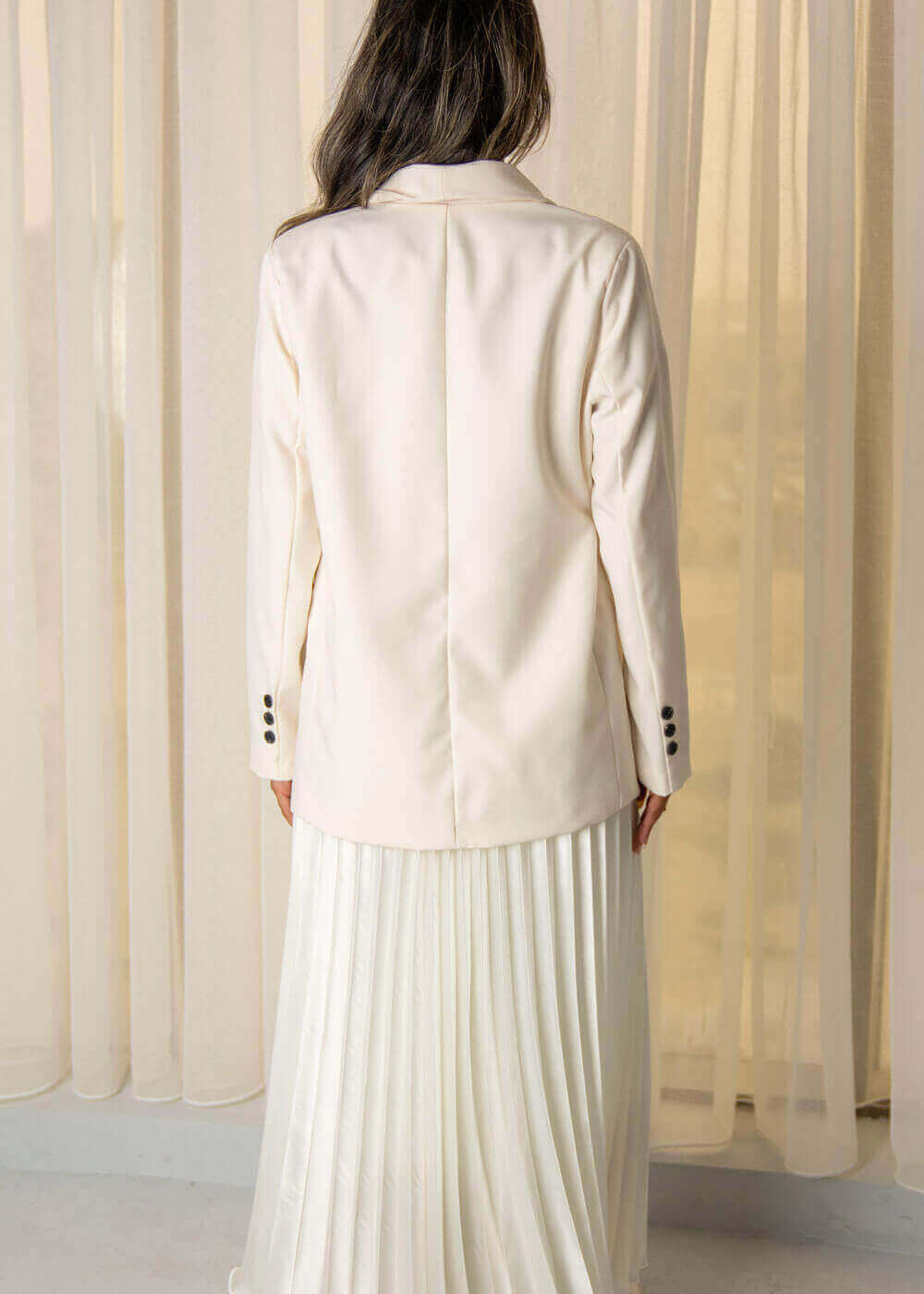 7489 off-white Blazer With off-white Skirt Set For Women