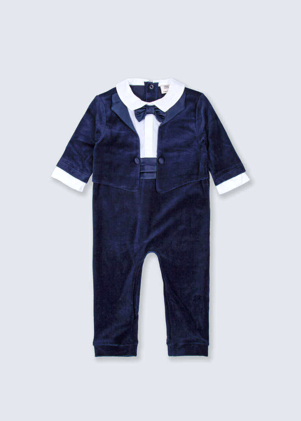 7560 Navy Velvet Gentlemen Babysuit