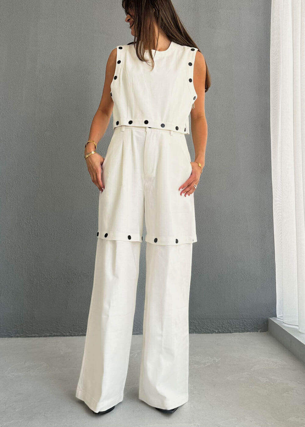 7399 Multi-Color Two Piece Top-Vest Set For Women