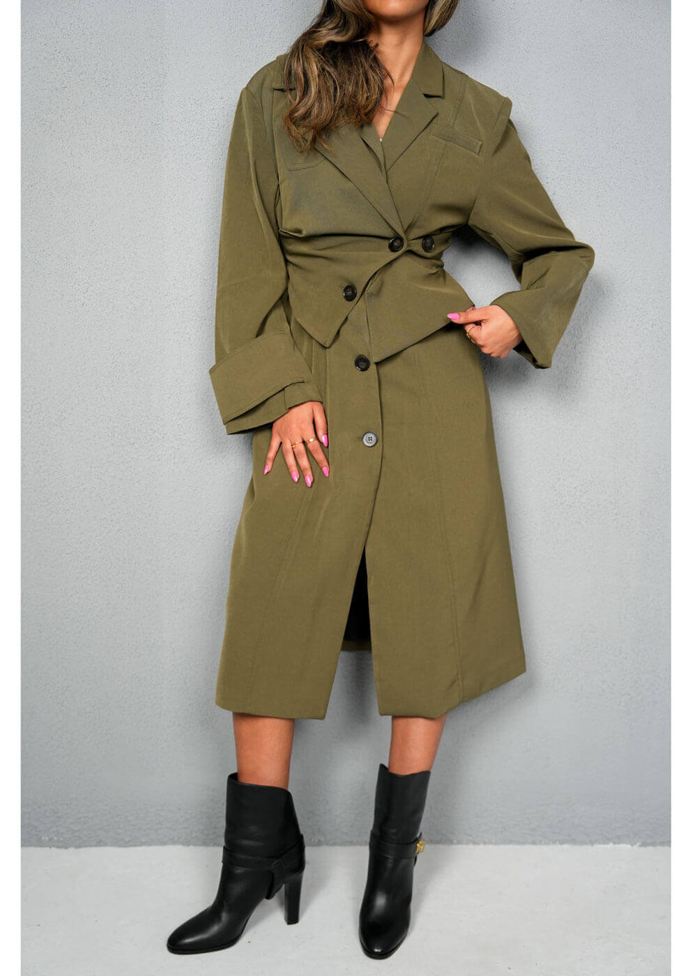 7406 Green Big Size Trench For Women Thoubi 7406 green big size trench for women thoubi