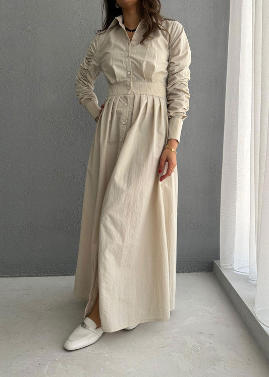 7564 Beige Long Dress For Women