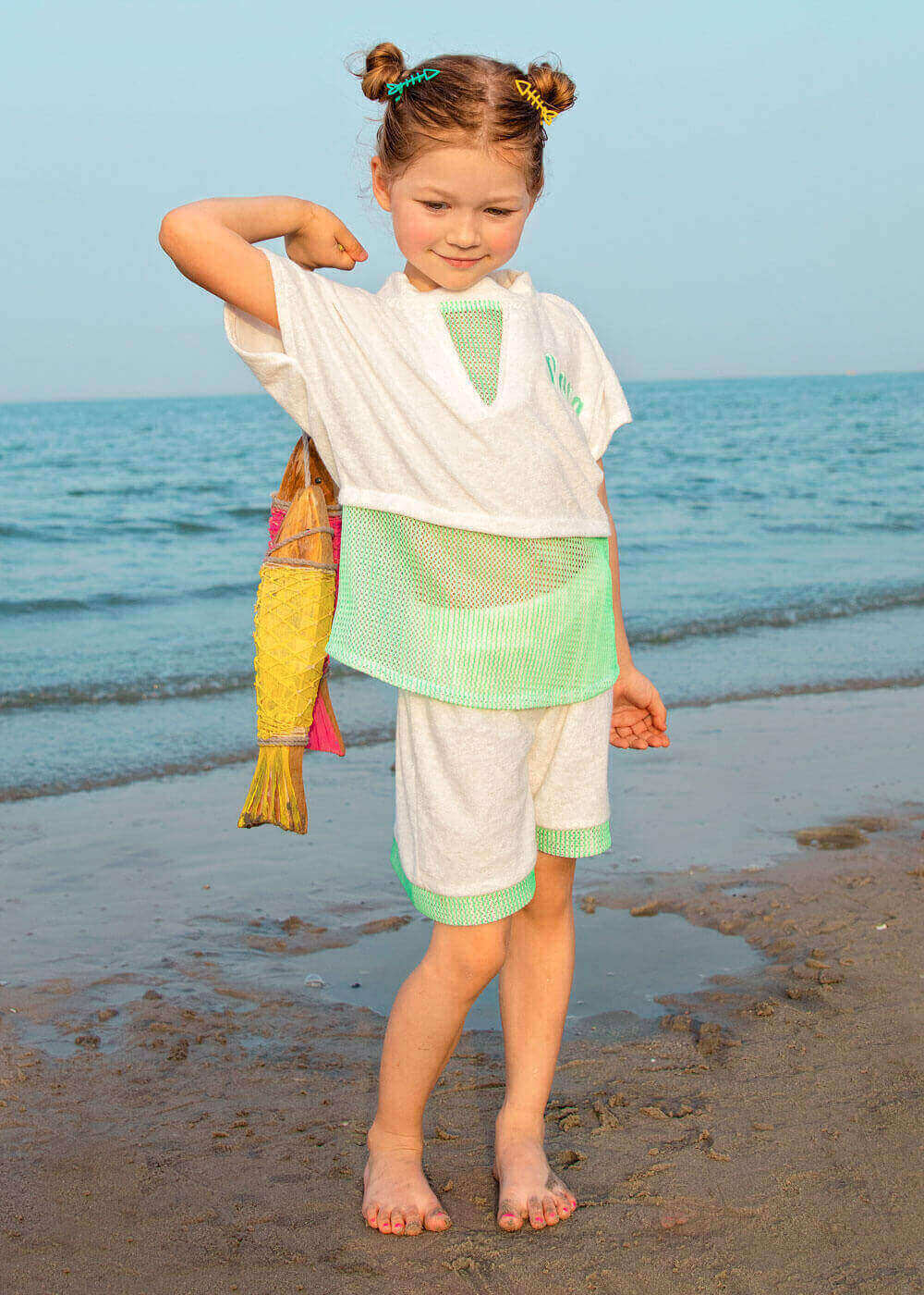 Multi-Color Mesh Towel Set For Girls (With Embroidery Option)