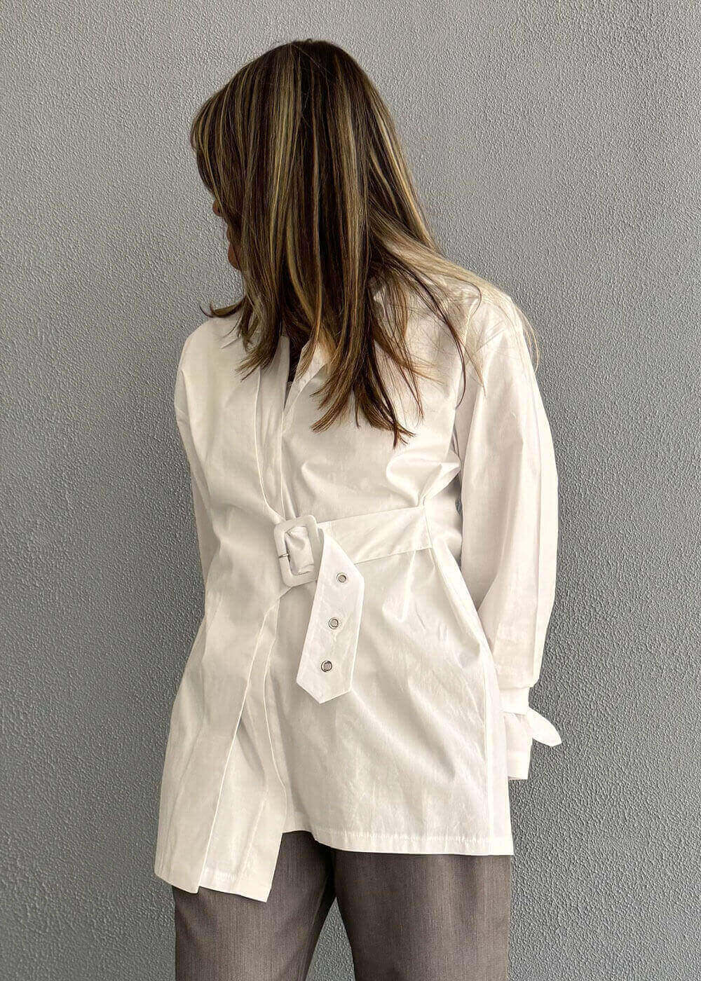 7561 Multi-Color Shirt With Waist Belt For Women
