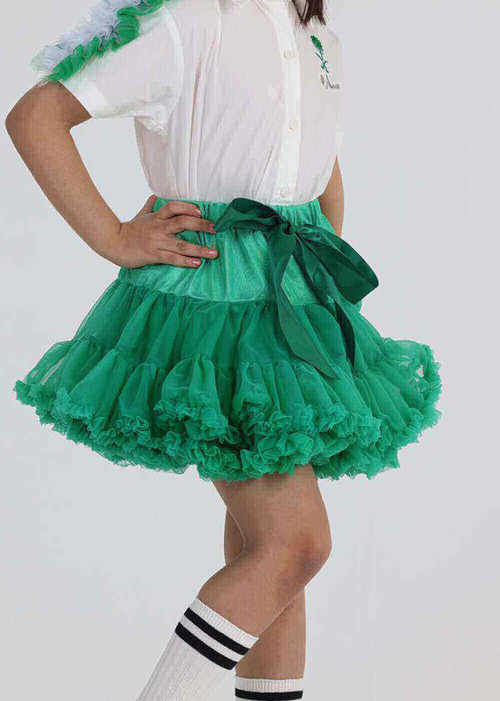 7588 Green Fluffy Skirt For Girls