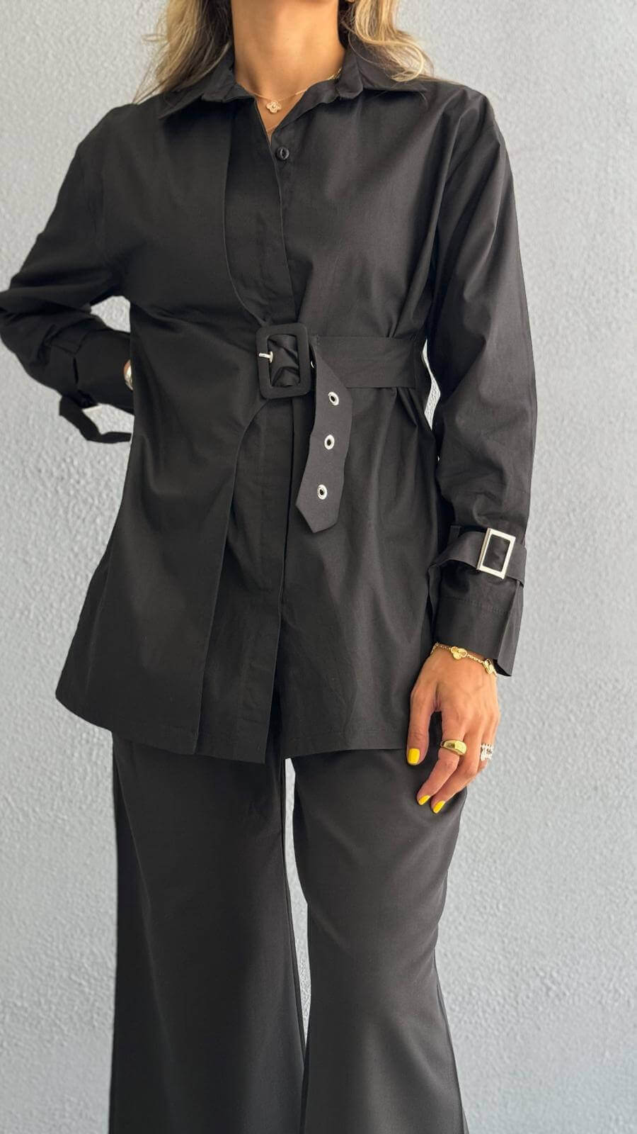 7561 Multi-Color Shirt With Waist Belt For Women