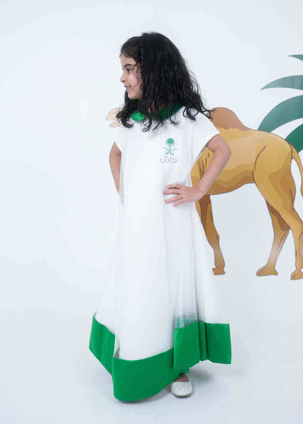 7594 Saudi National Day Dress Polo Cut For Girls