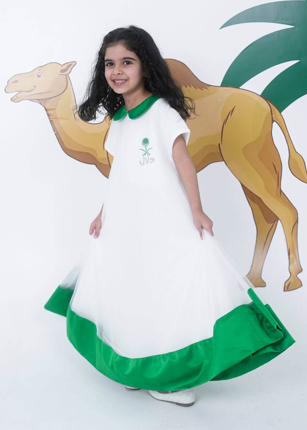 7594 Saudi National Day Dress Polo Cut For Girls