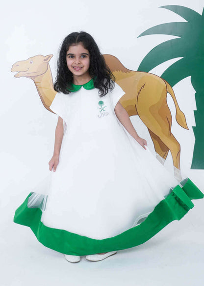 7594 Saudi National Day Dress Polo Cut For Girls