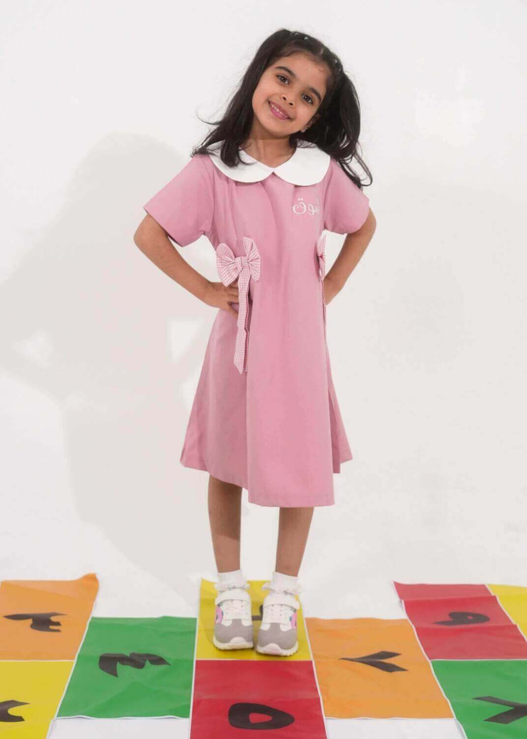 Pink Elementary School Dress For Girls BTS3 (With Name Embroidery Option)