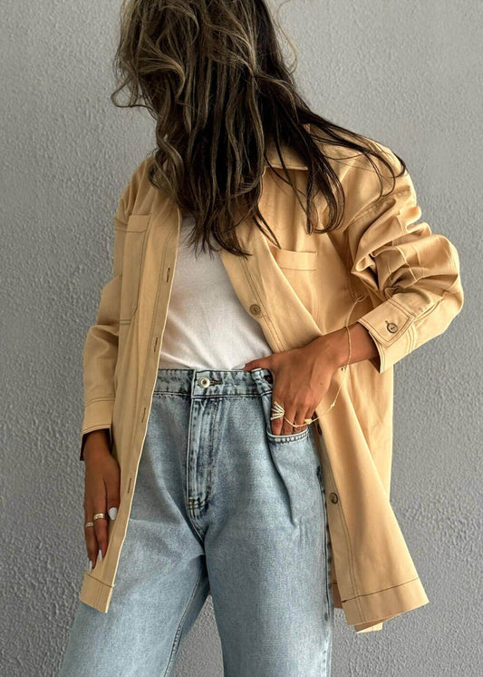 7599 Beige Long Shirt For Women