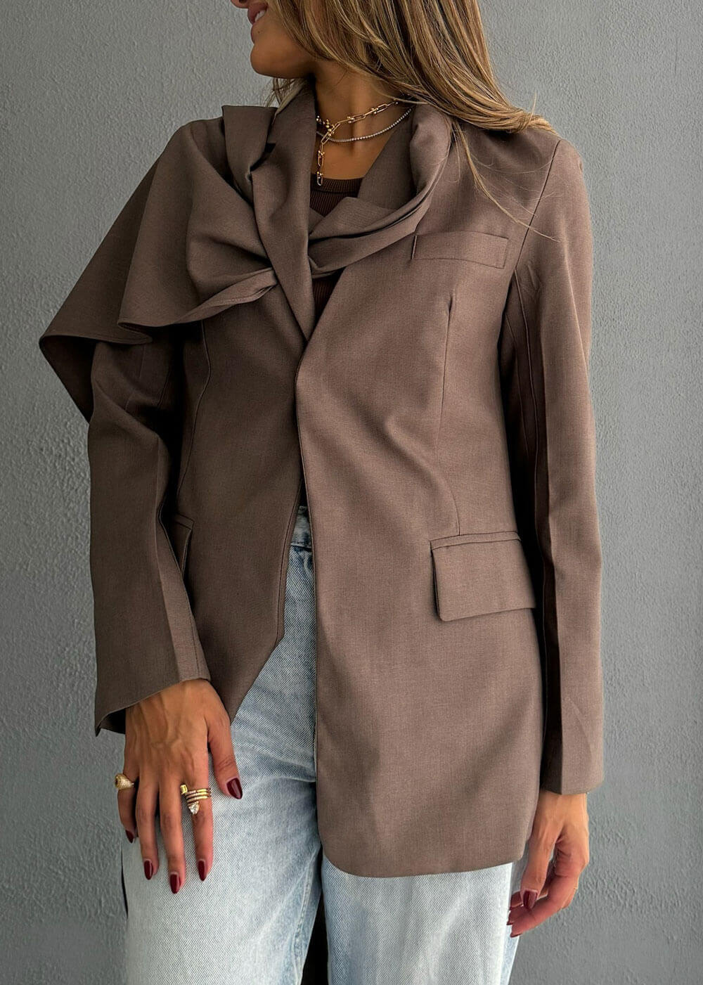 7641 Coffee Blazer For Women