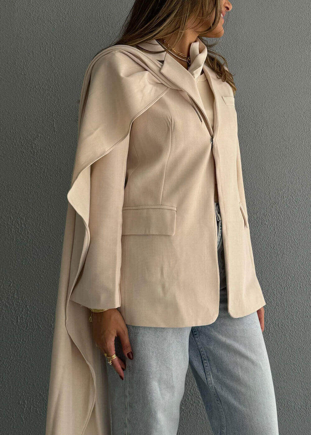 7642 Beige Blazer For Women