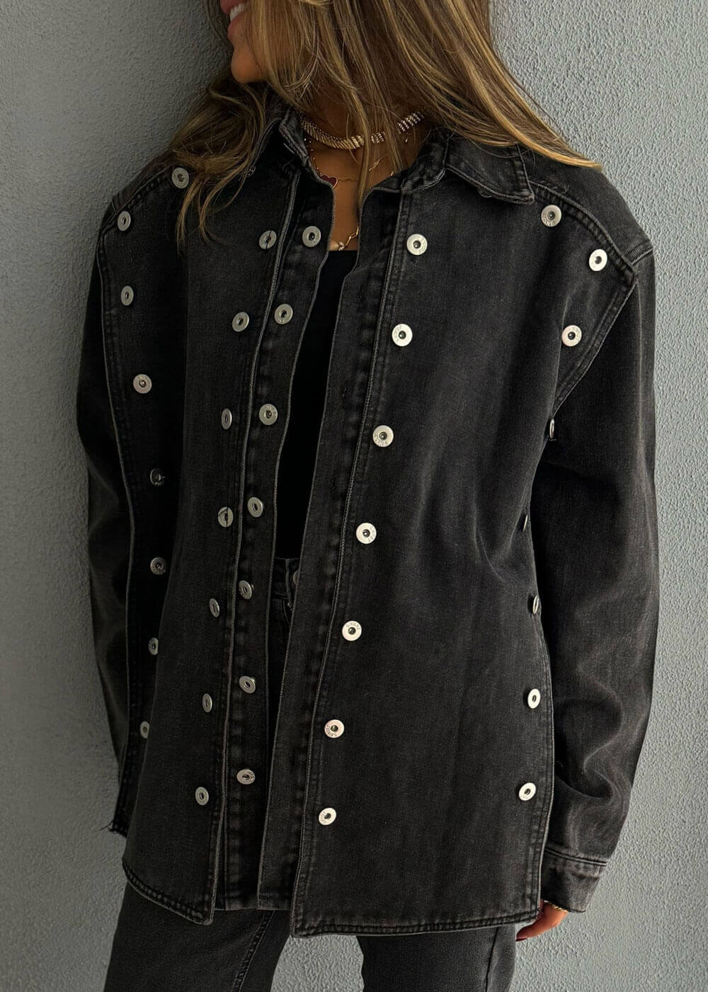 7380 Black Denim Jacket For Women