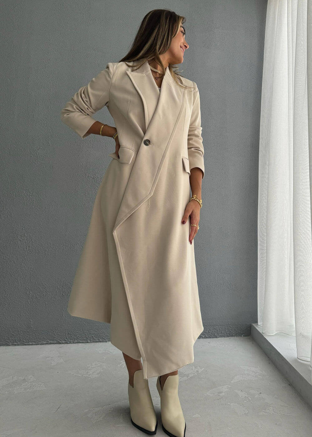 7650 Beige Coat For Women