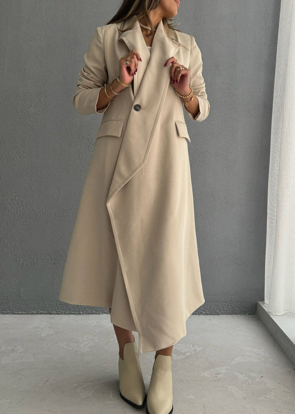 7650 Beige Coat For Women