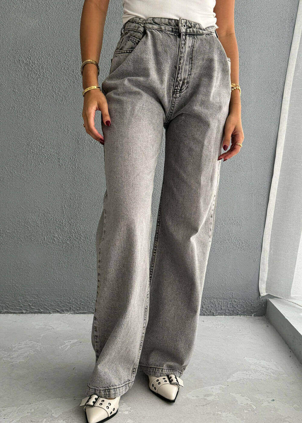 7610 Grey Jeans Pants For Women