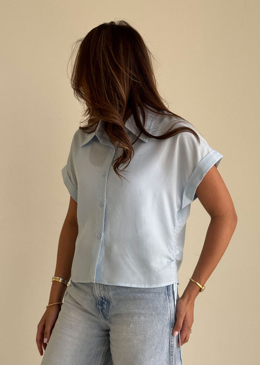7966 Blue Sleevless Shirt For Women