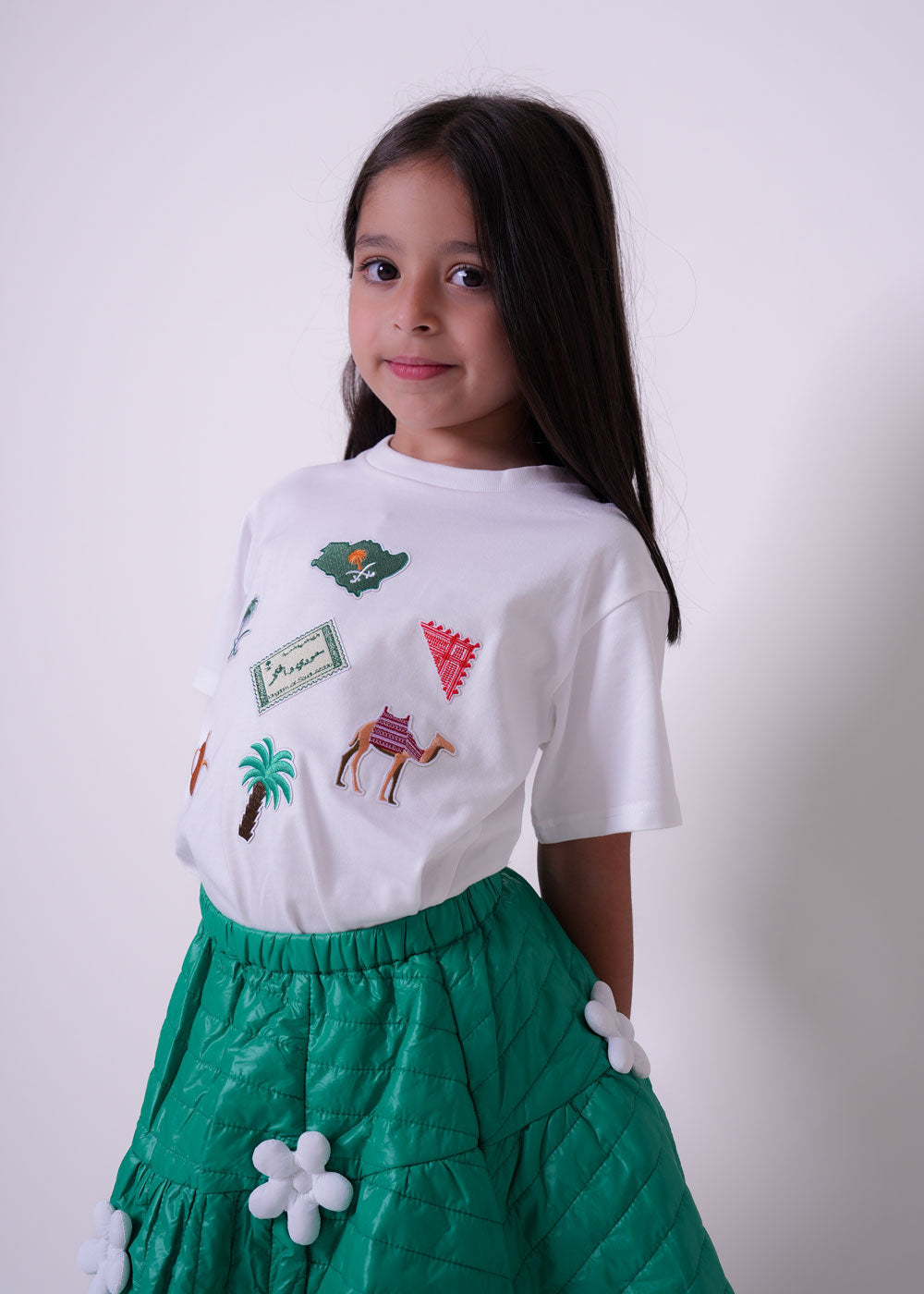 White T-Shirt Saudi Icon Design (With Name Embroidery Option)