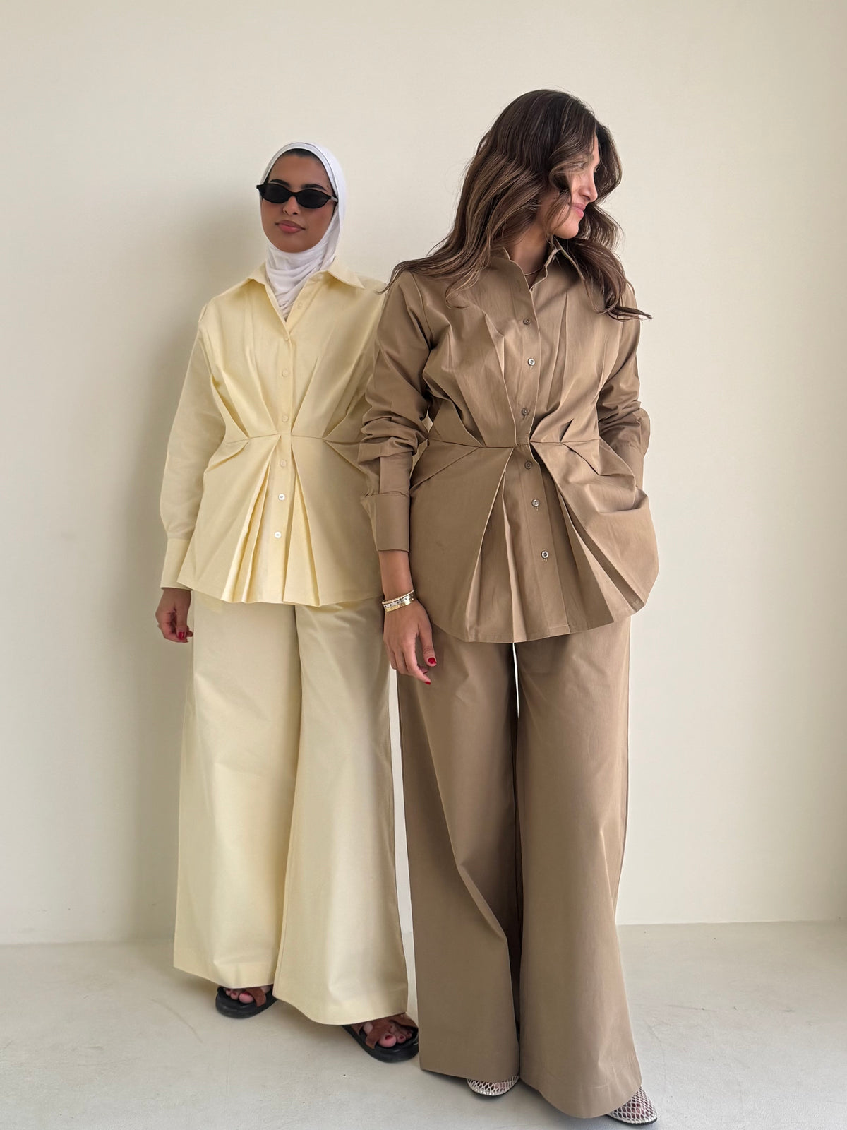 8172 Khaki Shirt And Pants Set For Women