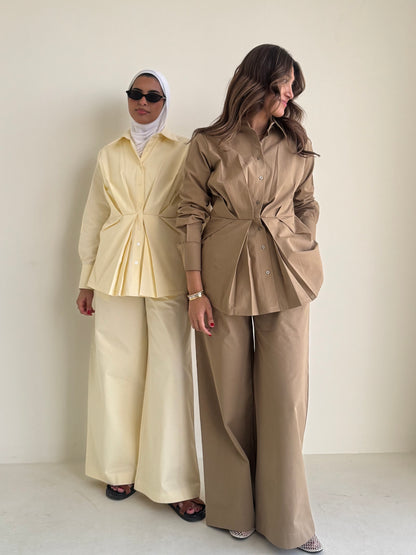 8172 Khaki Shirt And Pants Set For Women