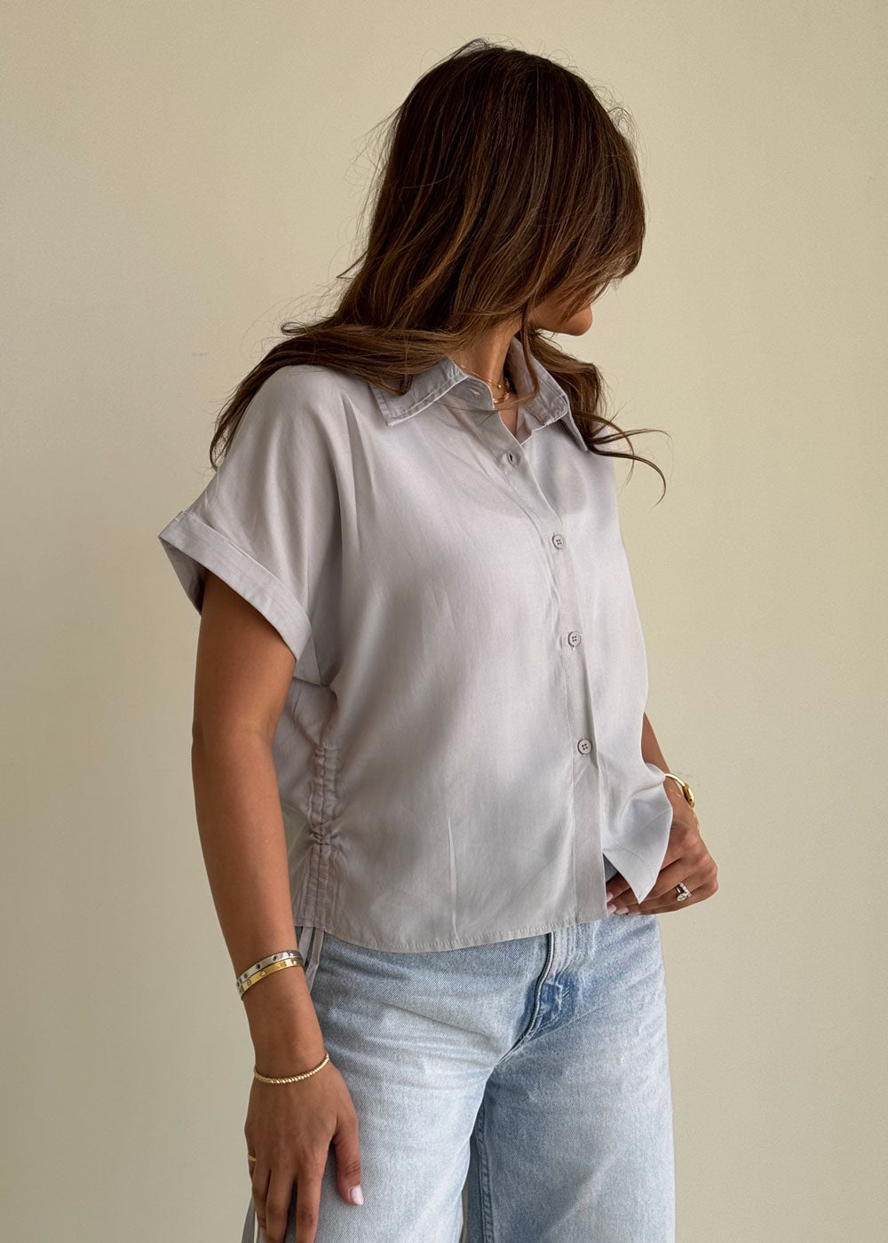 7966 Grey Sleevless Shirt For Women