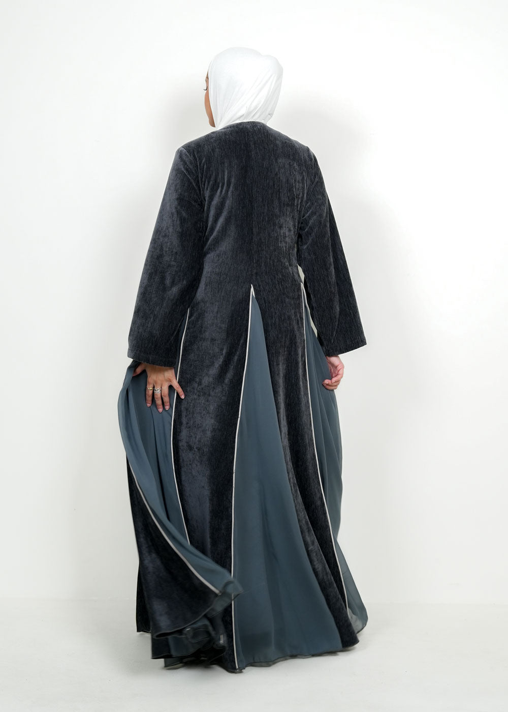 8100 Dark Grey Velvet Daraa For Women