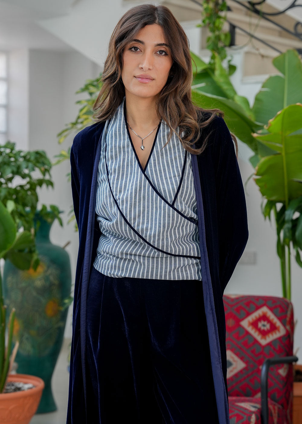 8062 Navy Velvet Daraa Set For Women