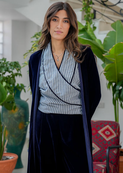 8062 Navy Velvet Daraa Set For Women