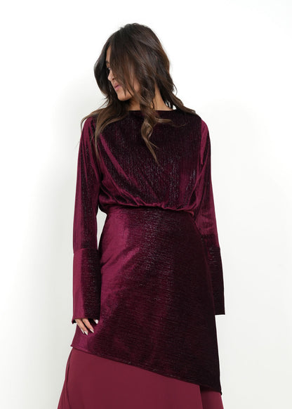 8086 Maroon Velvet Daraa Set For Women