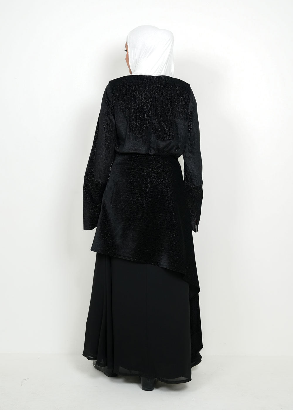 8086 Black Velvet Daraa Set For Women