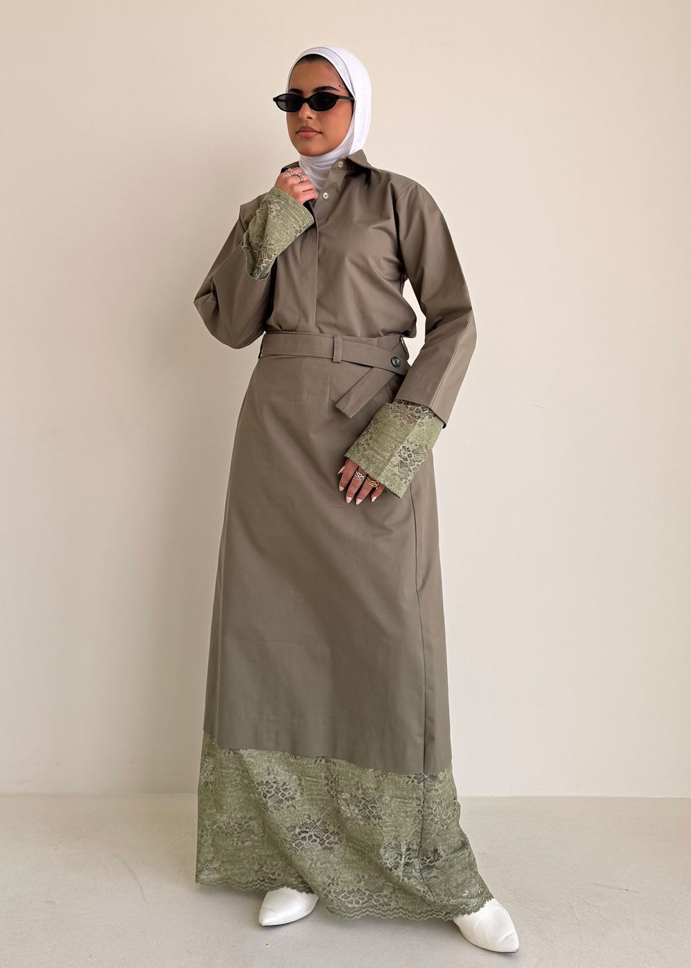 8239 Olive Dress Set For Women
