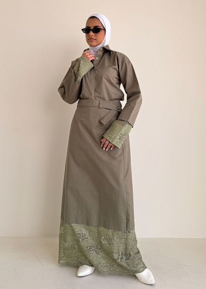 8239 Olive Dress Set For Women