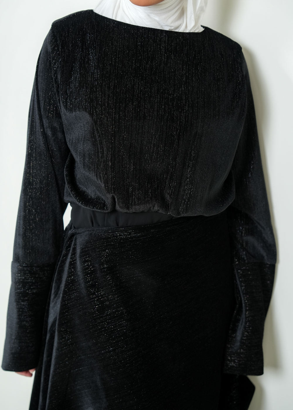 8086 Black Velvet Daraa Set For Women