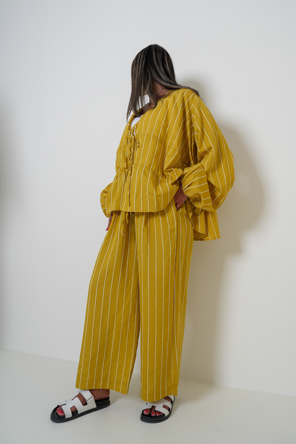 7804 YELLOW Stripe Summer Set For Women