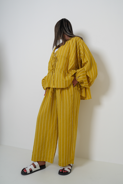 7804 YELLOW Stripe Summer Set For Women