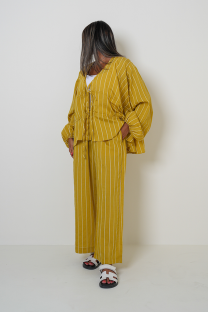 7804 YELLOW Stripe Summer Set For Women
