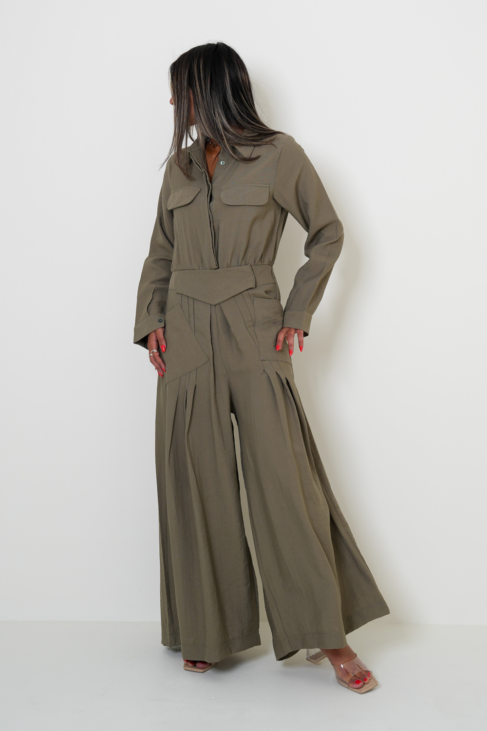7863 Dark Olive Jumpsuit For Women