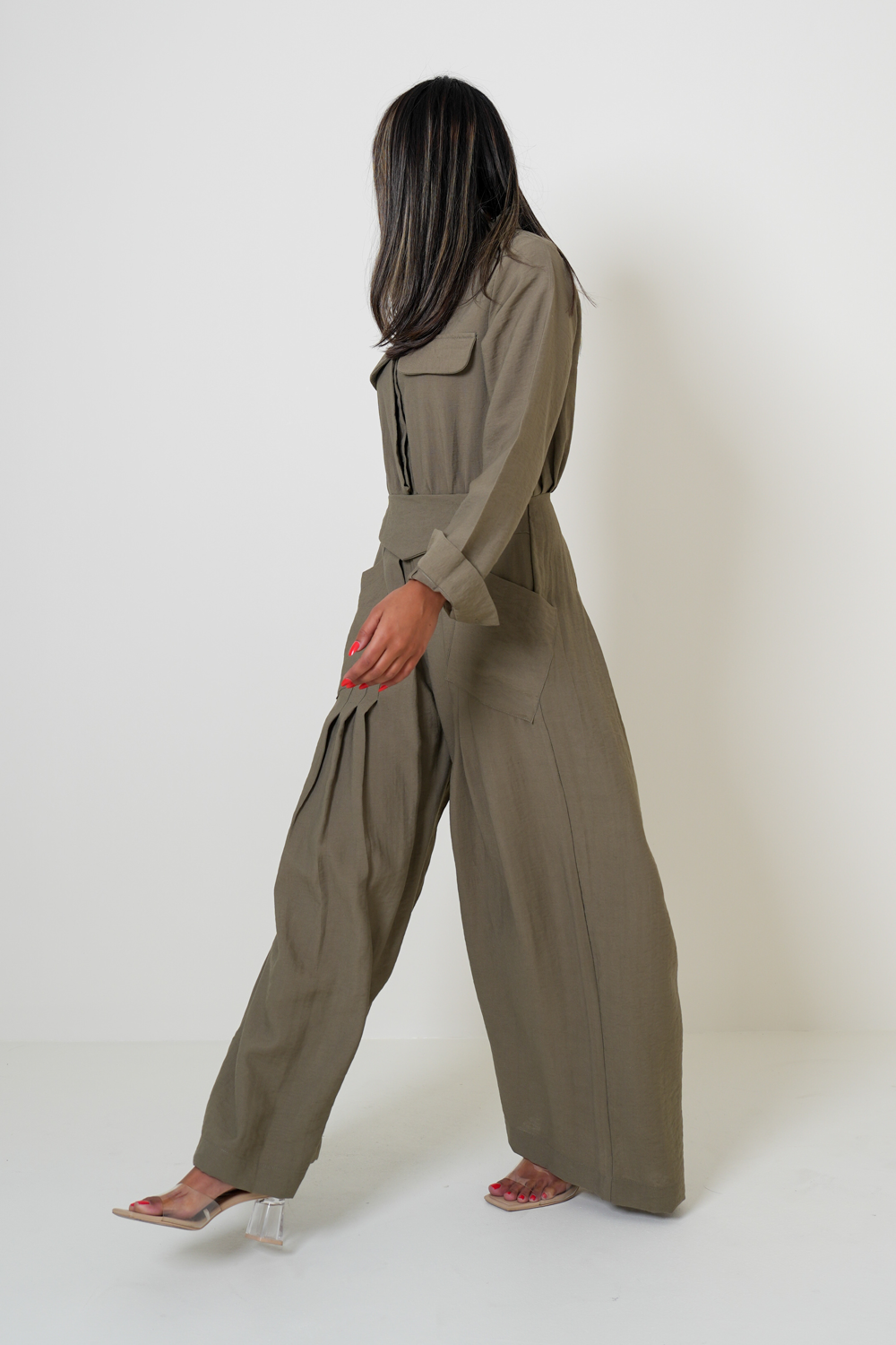 7863 Dark Olive Jumpsuit For Women