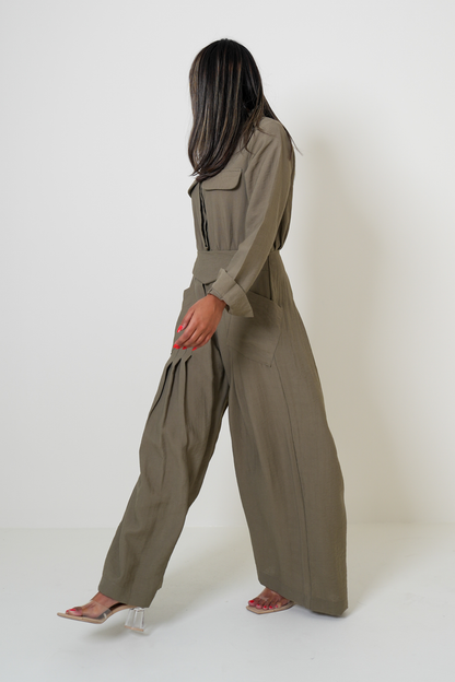 7863 Dark Olive Jumpsuit For Women