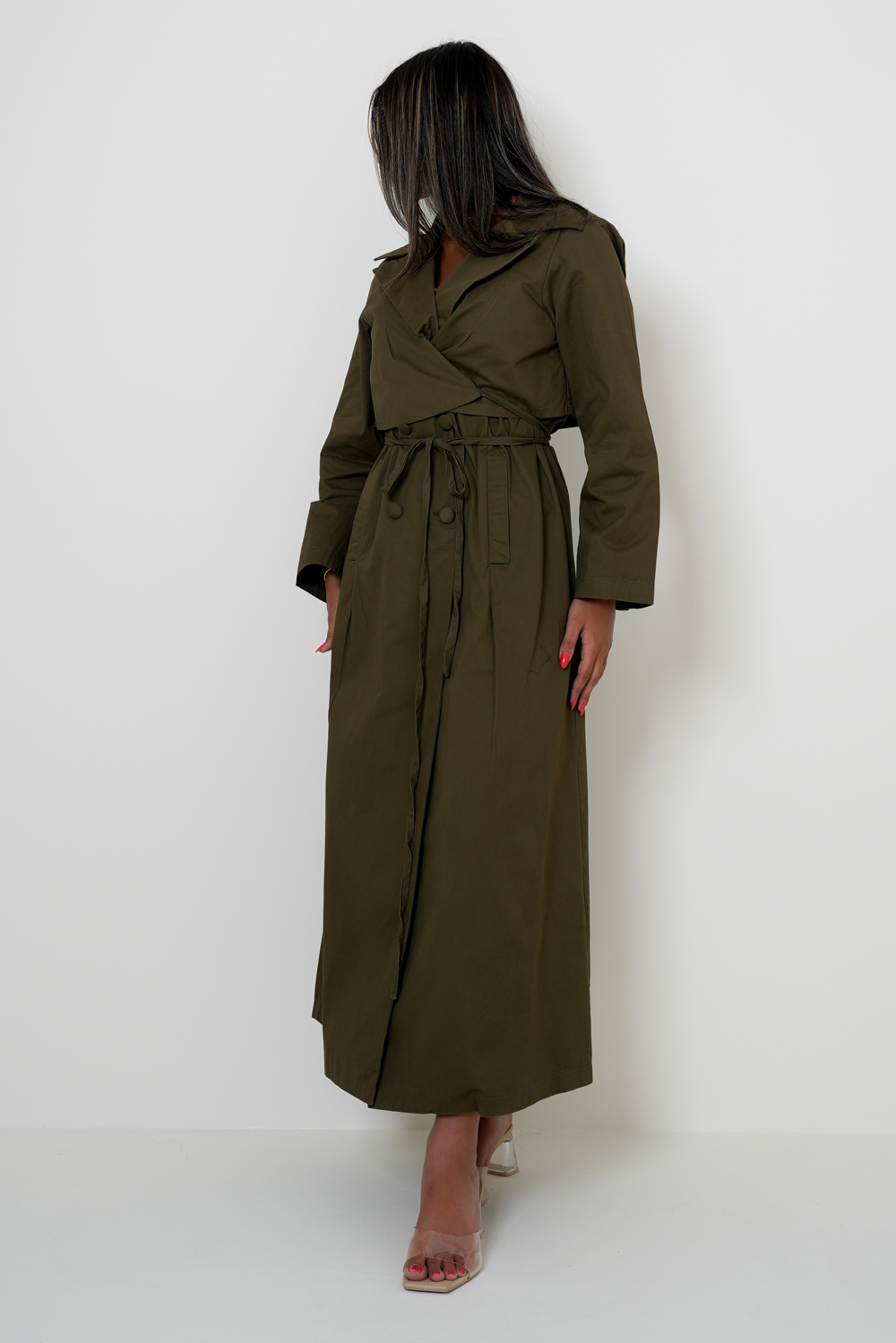 7866 Olive Long Dress For Women
