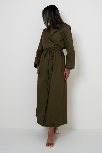 7866 Olive Long Dress For Women