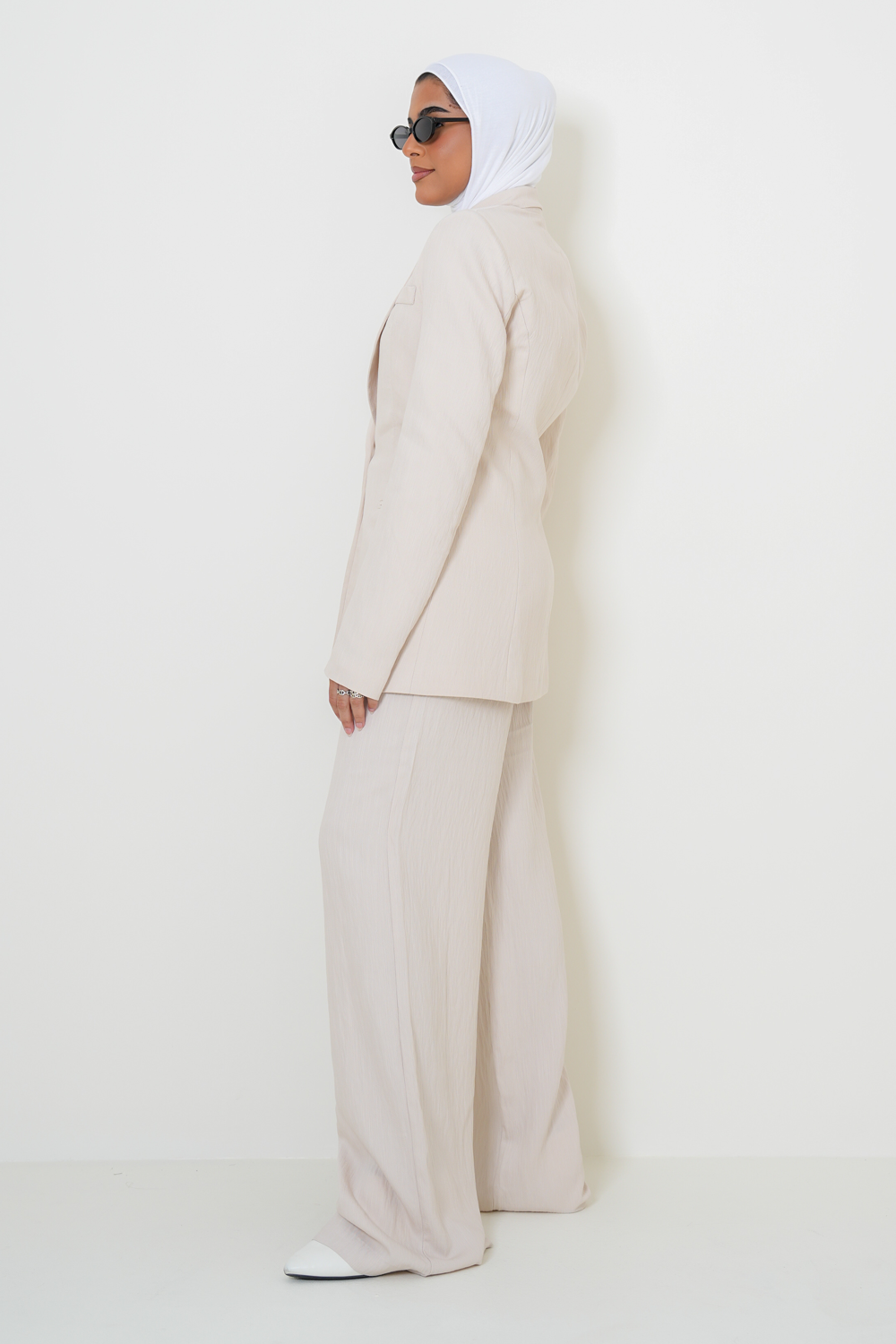 7892 Beige Blazer Set For Women