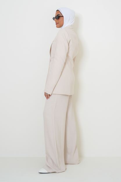 7892 Beige Blazer Set For Women