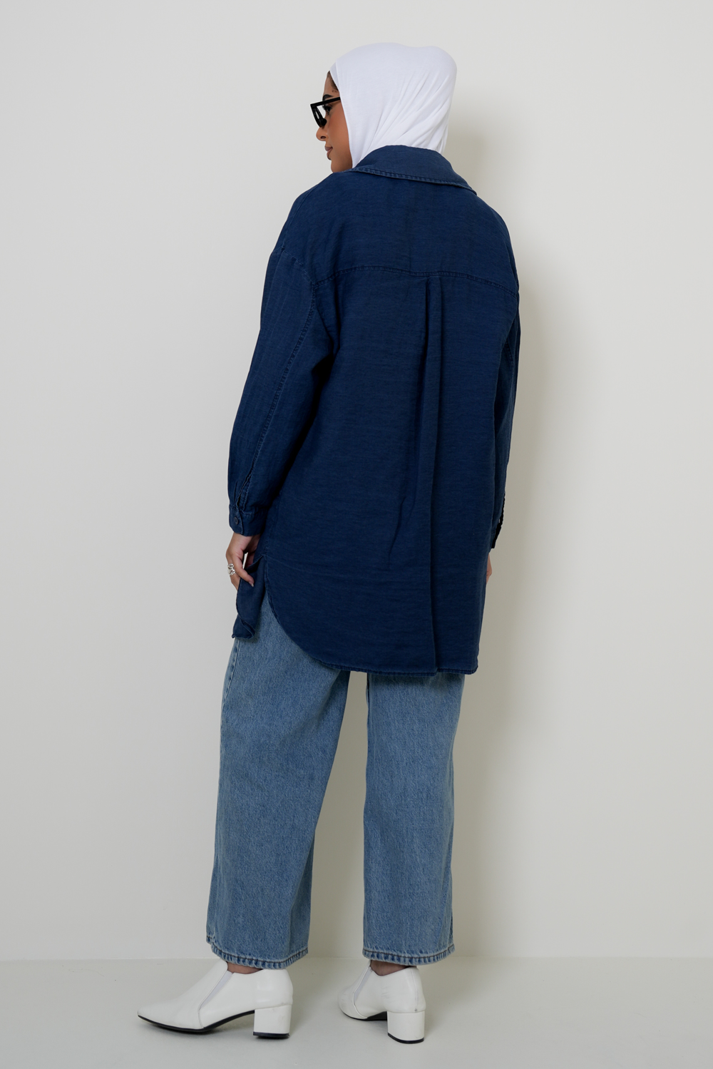 7898 Blue Long Shirt For Women