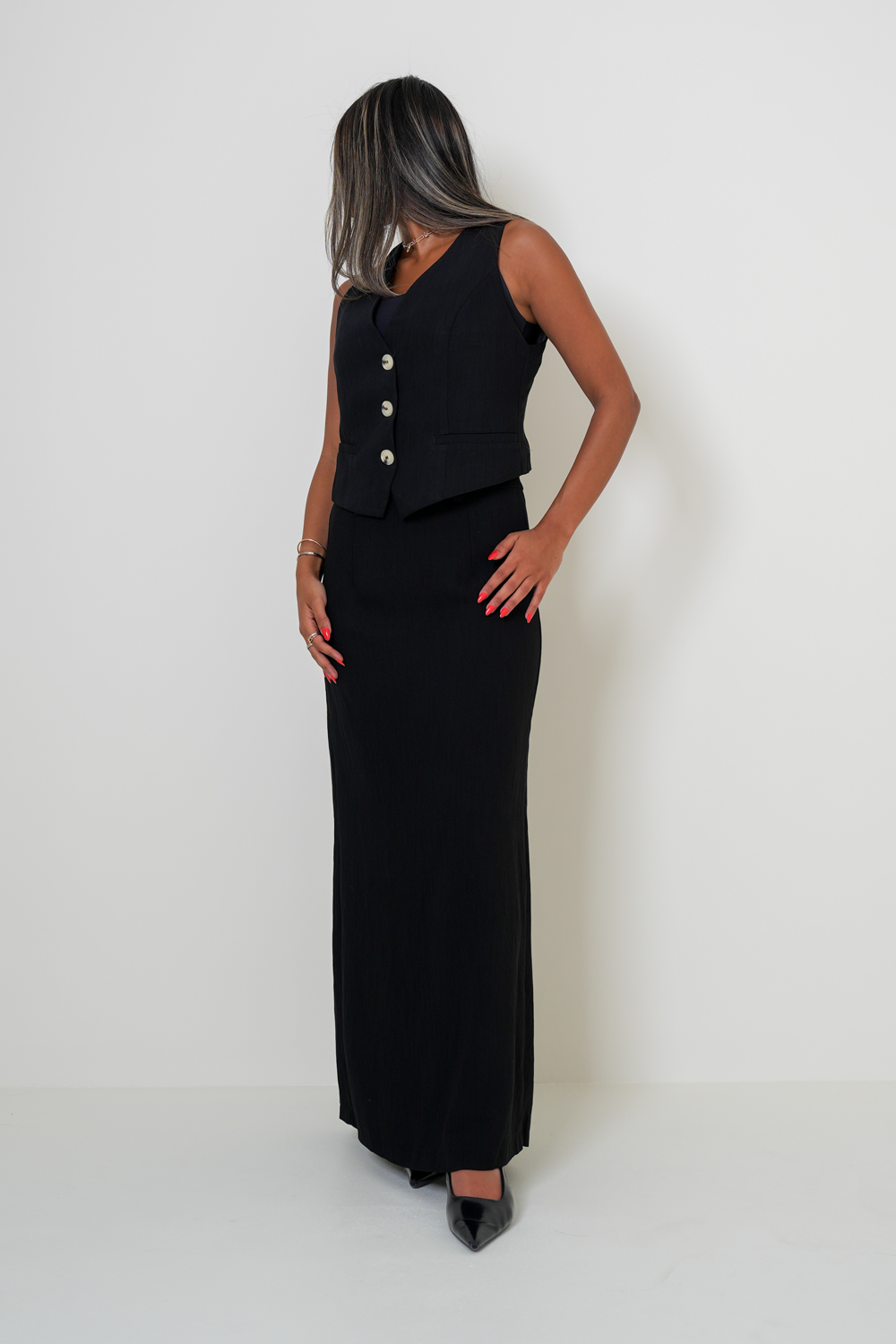 7900 BLACK Sleeveless Set For Women