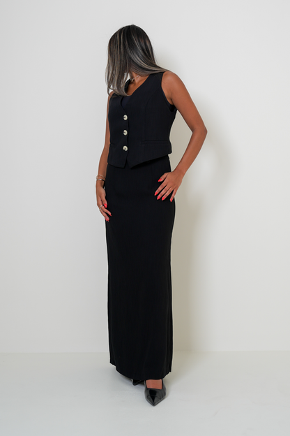 7900 BLACK Sleeveless Set For Women