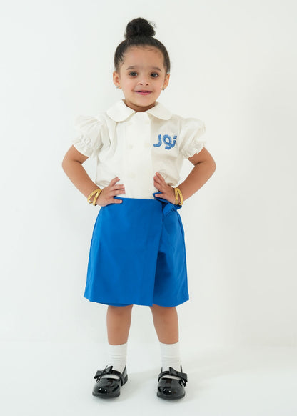 Girls Kinder Garden School Uniform G1 - White/Blue (With Name Embroidery Option)