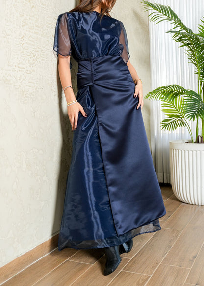 8109 Navy Blue Top And Skirt Set For Women
