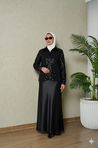 8111 Black Shirt And Skirt Set For Women